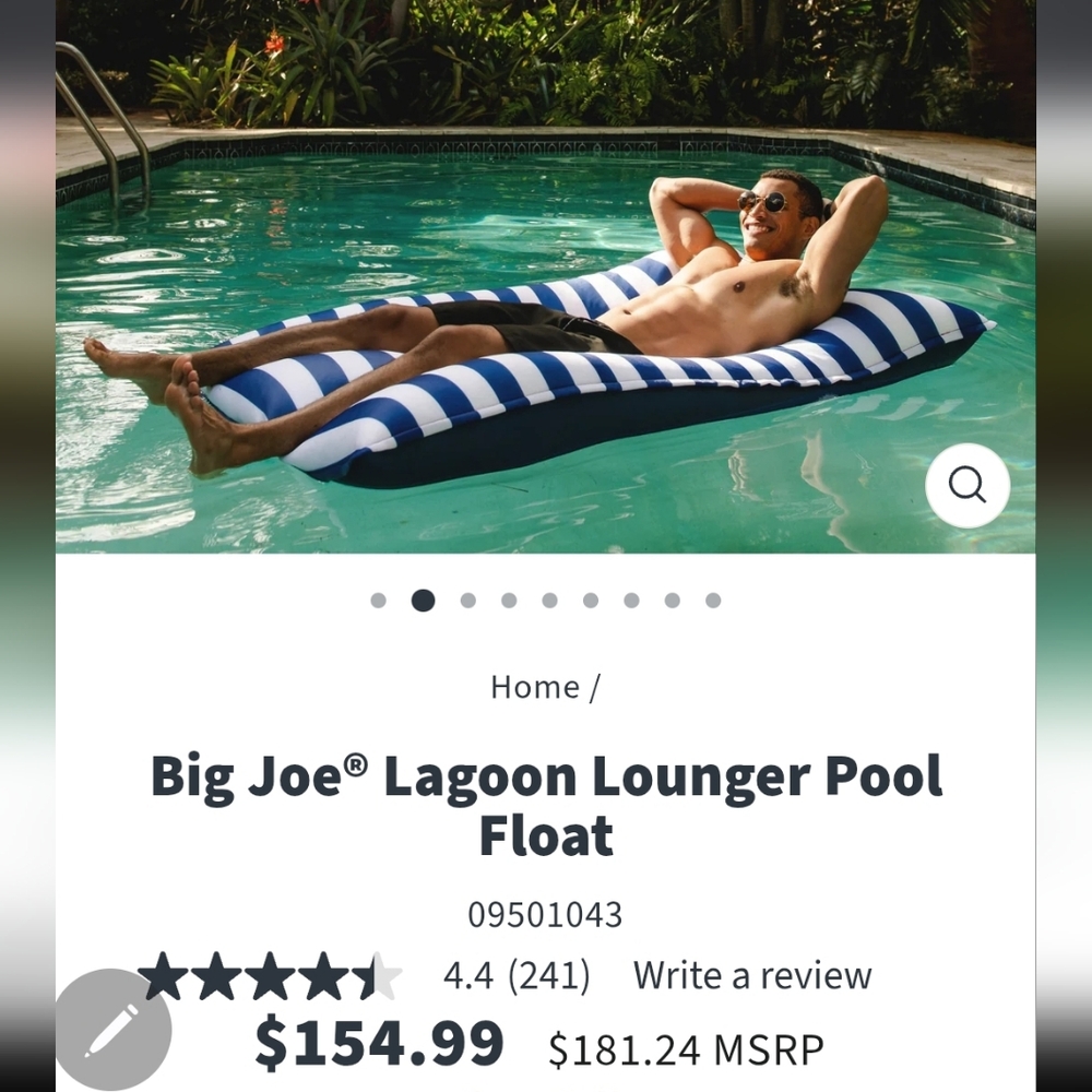 Big Joe Blue and White Pool Float
